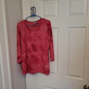 Pink Sequin Long Sleeve Top